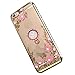 Produktbild Miagon Glitzer Durchsichtig Transparent Blumen Schmetterling Galvanik Silikon Hülle mit 360 Grad Diamant Ring Ständer Strass Schutzhülle für Samsung Galaxy S6 Edge