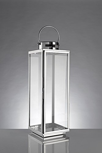home + Laterne aus Edelstahl - Rostfrei, wetterfest - in verschiedenen Größen (flach), Größe:XL (75cm)