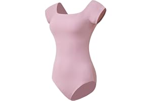 ROYAL SMEELA Justaucorps De Ballet Manches Courtes Femme Justaucorp Col Carré Danse Adulte Body Classique