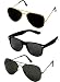 Shara UV Protected Aviator and Wayfarer Unisex Sunglasses Set of 3 Combo Pack (SHA/SUNGLASSES/AAWBK|59|Black lens) RS.359.00