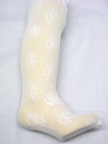 NOTTINGHAM LACE GIRLS TIGHTS IVORY/WHITE NEWBORN UP TO 18-24 MONTHS (12-18 MONTHS, WHITE)