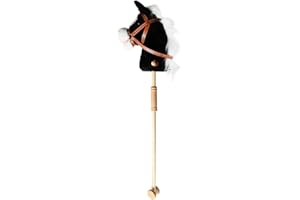 Unibos | 96 cm Black Hobby Horse Toy with Sounds, Strong Grip Handles & Wheels (AA Batteries Required) (Black)