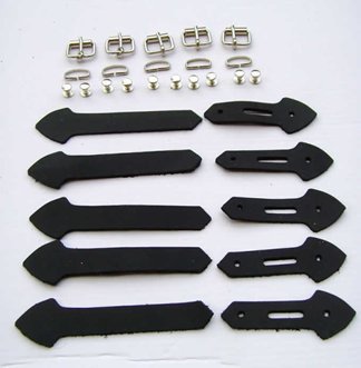 Lederriemen Set mit Schnalle Silber Nieten 5 Pack zum selber basteln 20mm Farbe Schwarz - 3