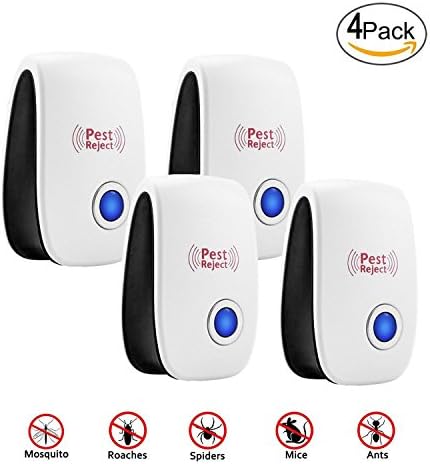 IBUYTOP ltrasonic Pest Repeller 4 Pack Pest Control Ultrasonic Repeller Plug In Electric Home Repellent Indoor Pest Away Non Toxic Humans Pets Safe Pest Reject For Mosquito,Human &amp; Pet Safe