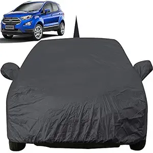 Autofact Car Body Cover Compatible for Ford Ecosport 2018 (Mirror Pockets, Triple Stitched, Bottom Fully Elastic, Black Color)