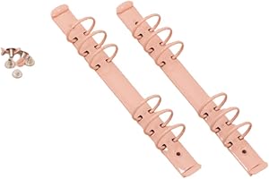 Craftelier - Kit de 2 Mecanismos para Archivadores de 6 Anillas | Tamaño Aprox. 22,7 cm - Diámetro Anillas 3,3 cm - Distancia entre Anillas 1,9 cm | Incluye 8 Brads de Sujeción | Color Rosa