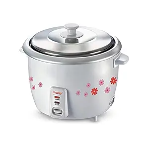 Prestige PRWO 1.8-2 1L Electric Rice Cooker with 2 Cooking Pans, Grey, White