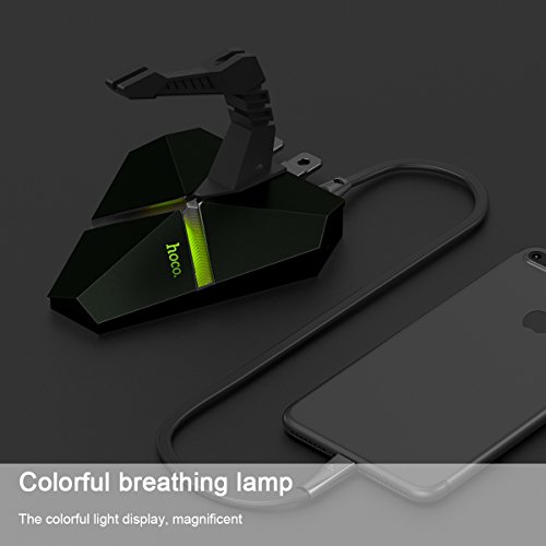 [Neuer Release] Hoco 3 High Speed USB 2.0 Hub mit TF Kartenleser, Kissralr® Bungee Mouse Cord Management System, Sieben Wechselfarben Backlit LED Licht, Skorpion Aussehen Silikon Maus Kabel Tidy Perfekt für Spiele und Office Business – Schwarz - 3