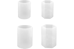 Accfore 4 pezzi Cilindro esagonale Candle Molds, Silicone Pillar Candle Molds, stampi di resina epossidica di colata per fare DIY Casting Epoxy Aromatherapy Candles Soap Flower Specimen Clay Craft