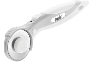 ANSIO Cutter rotatif - 45 mm, lame tranchante en acier inoxydable de qualité supérieure, parfait pour le matelassage, l'artisanat, la couture - Blanc Neige