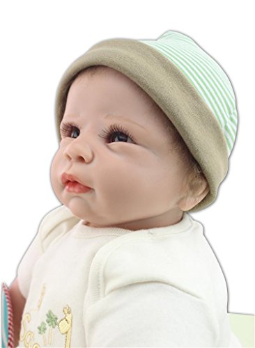 Fachel Reborn Baby Doll realistic baby dollsVinyl Silicone Babies 55cm 22inch Doll Newborn real baby doll Life Like Reborn Pacifier Doll Green dress doll