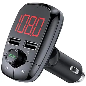 ZIVOBUDS - Car FM Transmitter BT V5.0 Radio Adapter Bluetooth Car Kit, 5V/3.1A Dual USB Ports Car Charger, Support TF Card + U Disk, Handsfree Calling