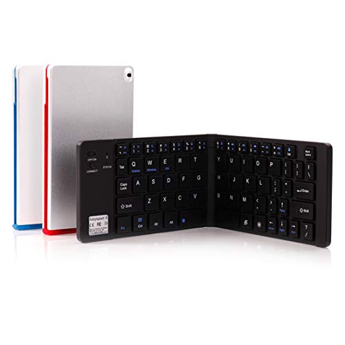 Preisvergleich Produktbild TZZ Faltbare Bluetooth Tastatur, Aluminium Drahtlose Bluetooth Tastatur Taschenformat Mini Faltbare Tragbare Tastatur für alle Anderen iOS / Android / Windows-Gerät (Farbe : SCHWARZ)