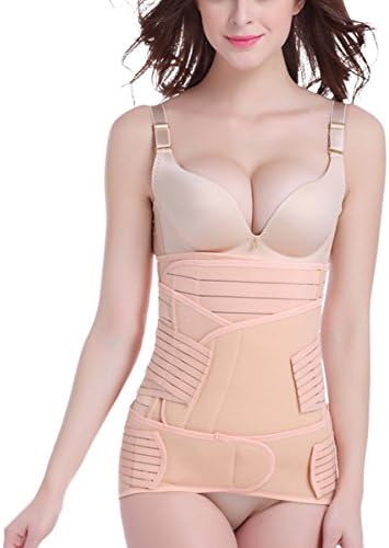 Postpartum Belly Wrap Belt Pregnancy Recovery,Women's Adjustable Organic Cotton Belly Binder Slimming Waist Shaper Body Support Waist Trainer Trimmer Cincher Belt with Dual Adjustable Belly