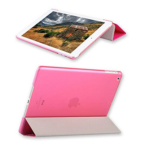 Ultra Dünn PU Leder Schutz Hülle für Apple iPad 6 / iPad Air 2 Tablet – Yihya Smart Cover Klappbar Ledertasche mit Auto Sleep / Wake Funktion Flip Case Schutzhülle + Displayschutzfolie + Stift – Rose - 5