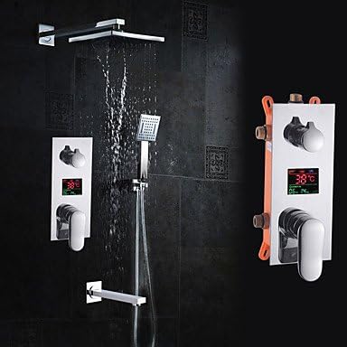 Zeitgenössisch Künstlerisch Luxus Art déco/Retro Wandmontage Regendusche Handdusche inklusive Wand Konstante Temperatur Smart with