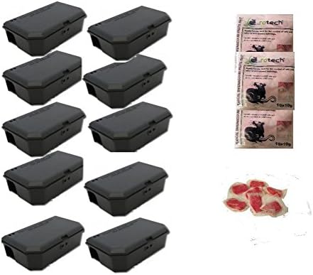 10 X quality Bait Boxes &amp; 20 Rodent Paste Poison Sachets - Mice/Mouse Control
