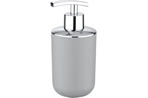 WENKO Dozownik mydła Brasil, dozownik mydła do łazienki i kuchni, z odpornego na pęknięcia tworzywa sztucznego, nie zawiera BPA, pojemność: 320 ml, 7,3 x 16,5 x 9 cm; Szary