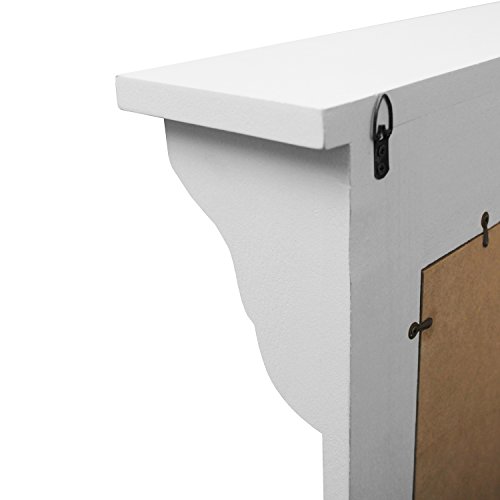 Wandgarderobe 95x49x12cm mit Ablage, Spiegel und 5 Haken Flurgarderobe Wandregal Holzregal für Flur und Bad - 5