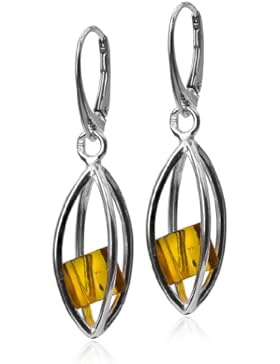 Bernstein Sterling Silber Millennium Kollektion Marquise Klappbügel Würfel Ohrringe