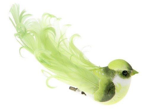 Deko-Vögel mit Clip apfelgrün, 12 x 3,8 cm, 2 Stück, Tisch- und Raumdeko Baumschmuck