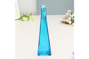 HONFITAT Bluelover Color Claro Vidrio Mini Florero Zakkz Botella Vidrio Adornos Flor Arreglos Decoración Hogar-Azul