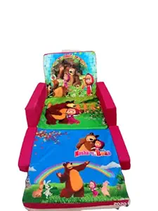 liyaan Trading Kids Sofa Cum Bed for 0 to 5 Years of Kids for Comfort Sleep Made with sleepwell Foam Size 34 * 20 * 28 (masha and The Bear)