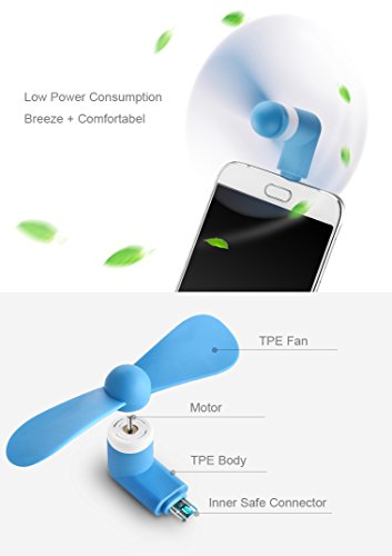 DolDer Outdoor mini Ventilator für OTG fähige Handy / Smartphone / Tablet mit microUSB Anschluss Blau - 4