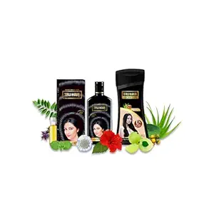 Tru Hair Ayurvedic Hair Oil with Bhringraj, Amla & Hibiscus for Dandruff, Hair Fall Control, Hair Growth & Shiny Hair (Hair Oil (100ml) + Bition Shampoo)