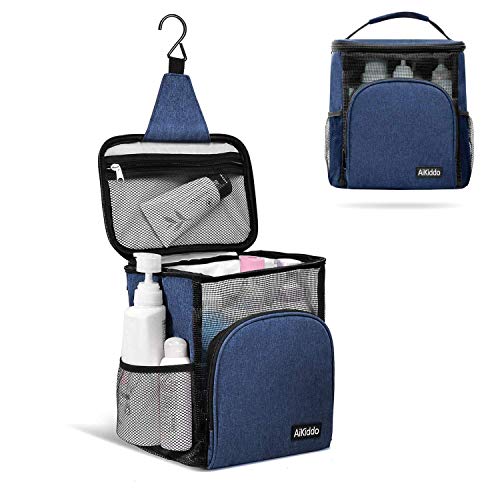 Bolsas de Aseo Malla Bolsa de Baño Impermeable y Plegable Bolsa de Maquillaje con Gancho Gran Capacidad para Mujer y Hombre Neceser de Viaje, Camping, Gimnasio
