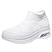 Produktbild HROIJSL Frauen Mosh Sommer Mesh fliegen gewebte atmungsaktive Slip-On Socken Schuhe Air Cushion Sneakers Damen lässig dicken Boden Keile Luftkissen Sportschuhe Basic Lila Schwarz Pink Weiß