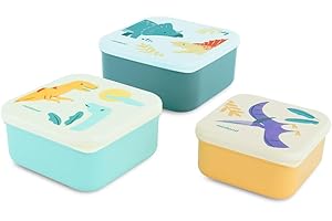 Miniland - Set de 3 Boîtes à Déjeuner Enfant, Boîtes Empilables, Lavables au Lave-Vaisselle et Sans BPA (Jurassic)