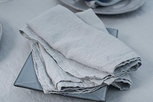 Linen Fashion: LIGHT GREY WASHED 100% LINEN NAPKIN (± 31cm x 31m (12" x 12"))