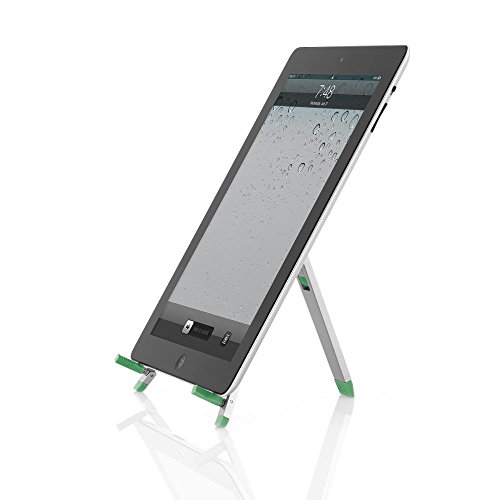 deleyCON HQ Universal Tablet Halterung/Ständer – Staffelei für iPad / Galaxy Tab usw – mit & ohne Case nutzbar Silber - 3