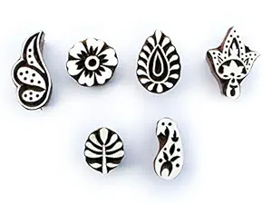 ANHANDICRAFTS Wooden Printing Stamp Block Hand-Carved, Pottery Crafts and Textile (1.5 x 1.5-inch, Set of 6 pcs)