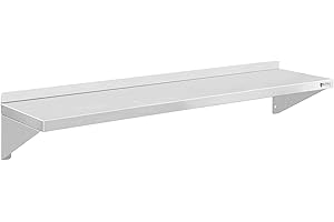 Royal Catering Étagère Murale Rangement Cuisine 2 Plateaux RCWR-120 (120 cm de Long, éléments pour Montage Mural, Design Moderne, INOX)