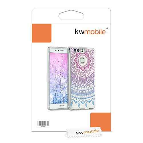 kwmobile Funda para Huawei P9 - Carcasa de  TPU  para m  vil y dise  o de Sol hind   en  Azul Rosa Fucsia Transparente 