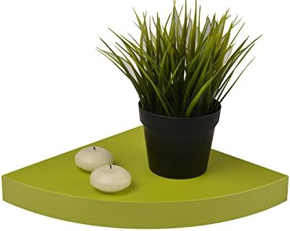 High Gloss Floating Corner Shelf Wall Mounted Storage Unit Shelving Display Kit (GLOSS GREEN)