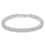 Onefeart Weißes Gold überzogen Armband Für Damen Mädchen Runden Zirkonia Weihnachten Present Süß Design Tennis Armband 17CM Weißes Gold