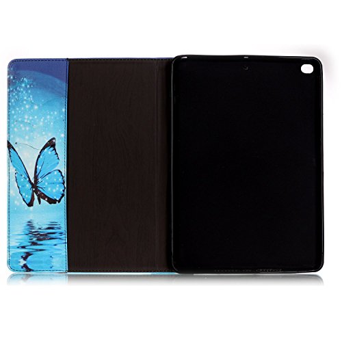 iPad Air 2 Hülle, Deenor Painting Cute and Stylish Fashionable Folding Folio Book Flip Stand Schutzhülle Hülle für Apple iPad Air2 iPad 6 generation + Free Gift Touching Pen/Stylus Pen + Screen Film Protector. blue butterfly - 4
