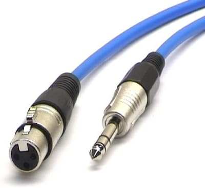 1m Balanced Microphone Lead, XLR Female to Stereo TRS Jack - Blue