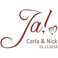 Autoaufkleber Hochzeit Ja & Namen & Datum Motiv 02
