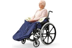 Bramble Pokrowiec na wózek inwalidzki z podszewką polarową (granatowy) z kieszenią wewnętrzną i łatwym zamkiem błyskawicznym – uniwersalne dopasowanie, idealny do utrzymania nóg w przytulności, cieple