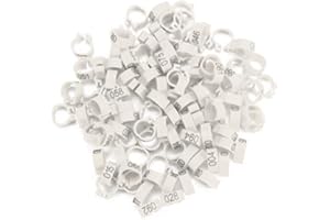 Tnfeeon 100PCS/Bag 8MM Anillos de Bandas de Paloma de plástico, 001-100 Anillos de Bandas de Patas de pájaro de Paloma de plástico numerados con número(Blanco)