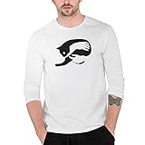 Herren T-Shirt Langarm Top Print Slim Fit Shirt Reine Farbe Casual Basic O-Neck
