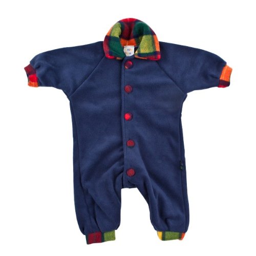 TRP201 CozyBear Navy & Tartan Fleece Romper Suit - age 3 to 6 months