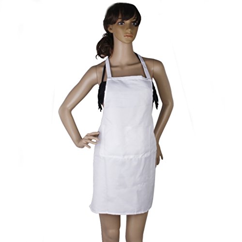 Schürze Kochschürze Latzschürze Arbeitskleidung 73cm x 62cm – Weiß - 2