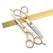 Produktbild Huture 6 Zoll High End Friseur Straight Edge Haar Scissor Texturizing Effilierschere Ausdünnung Barber Professionelle Hair Cutting Set Feineinstellungsschraube Perfekt für Hause Damen Herren, Gold