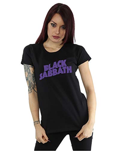 Black Sabbath mujer Wavy Logo Camiseta Medium Negro