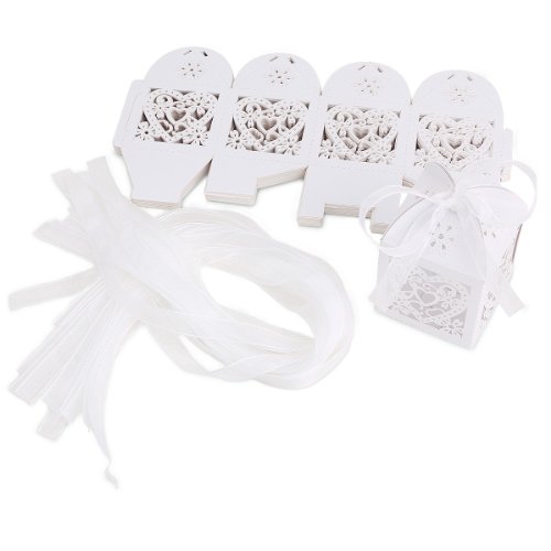 *Versand aus Deutschland* 25 x ivory weiß Hochzeit Gastgeschenk Bonboniere Kartonage Schachtel Geschenkbox